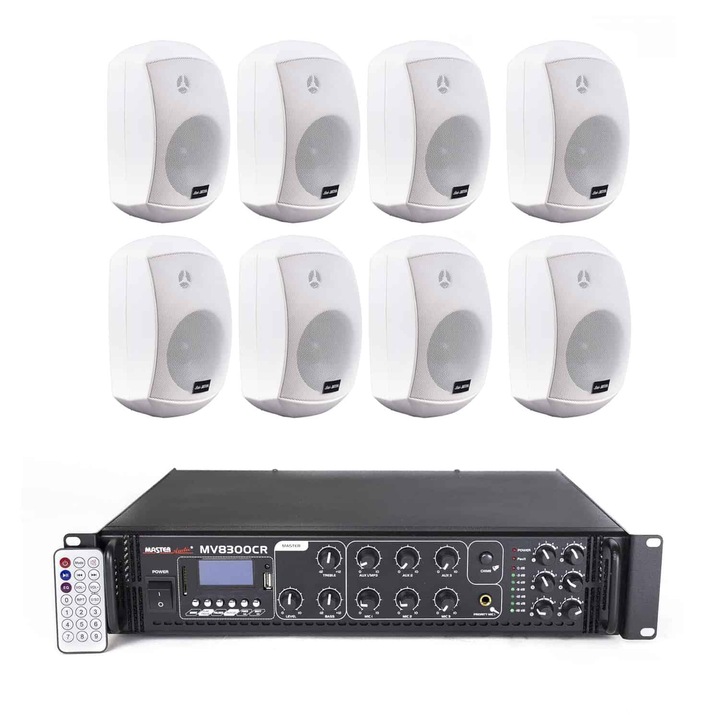 Озвучителна аудио система за ресторант, 8 високоговорителя Master Audio XB640W, Bluetooth, USB, 320W