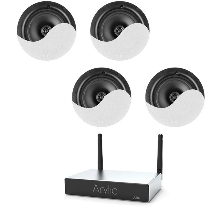 Аудио система с 4 Multiroom високоговорителя за таван, bluetooth, wi-fi