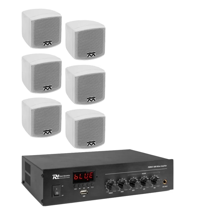 Аудио система с 6 колони Omni 201 бяла, bluetooth, USB, FM