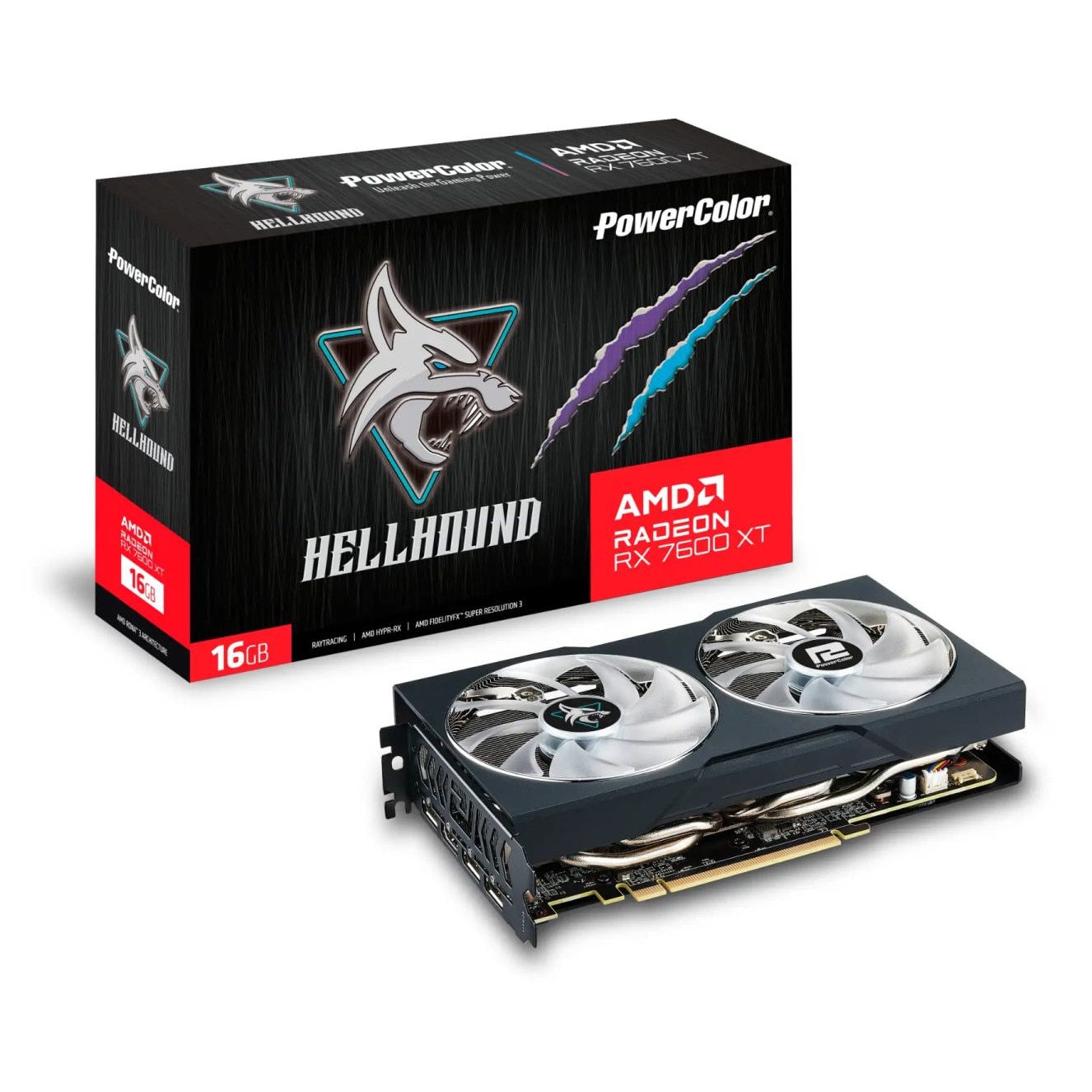 Placa video POWERCOLOR Hellhound, AMD Radeon RX 7600 XT, 16GB GDDR6, 2755MHz, 1xHDMI, 3xDisplayPort