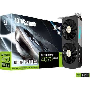 Placa video Zotac GeForce RTX 4070 Super, Twin Edge OC, 12GB GDDR6X, 192bit, 2490MHz Placa video Zotac GeForce RTX 4070 Super, Twin Edge OC, 12GB GDDR6X, 192bit, 2490MHz