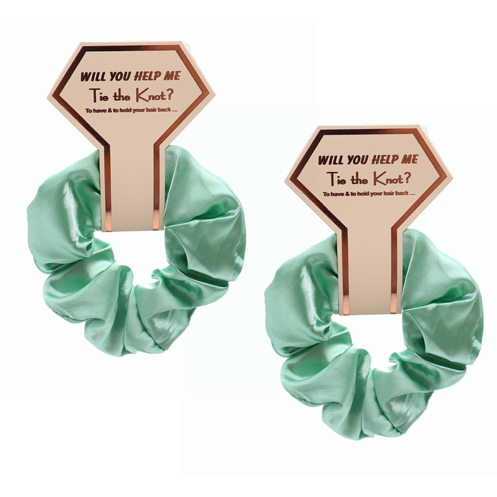 Set 2 elastice de par din satin BGHYHYHI, verde, moale si elastic