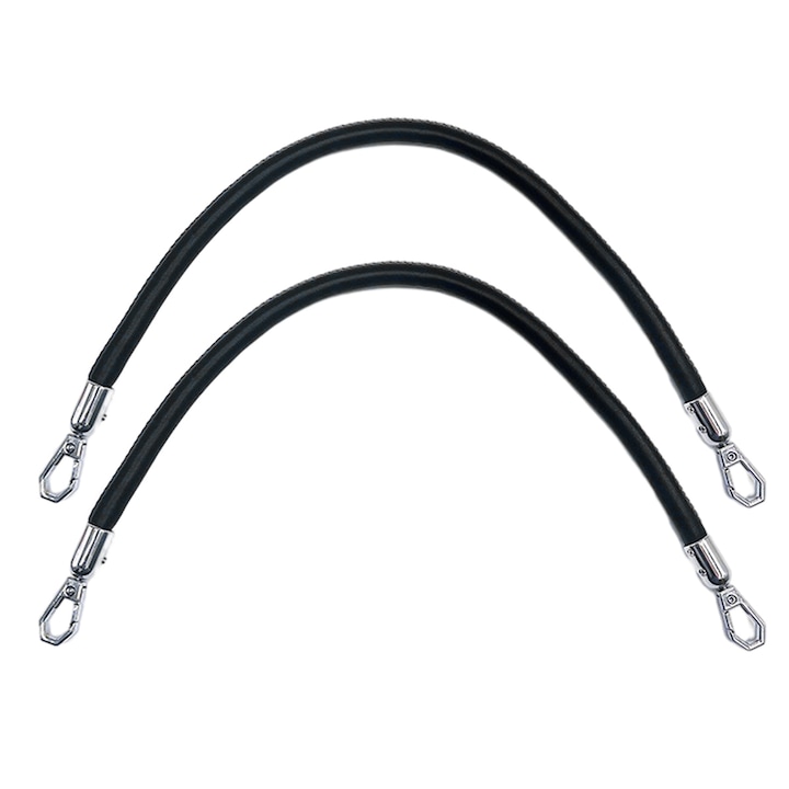 Комплект 2 дръжки за чанта QttvbTna, метал/екологична кожа, 60 см, черни