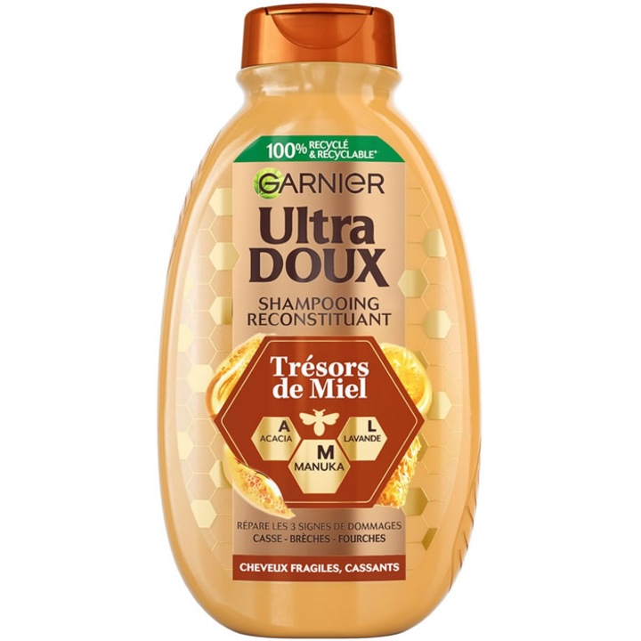 Sampon reconstituant pentru par fragil, Garnier Ultra Doux, cu extract de acacia, manuka si lavanda, 300 ml