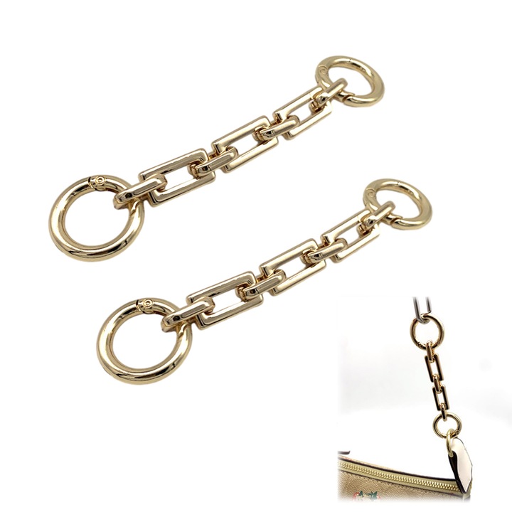 Set 2 extensii lant pentru geanta HERUSI, aliaj, auriu-gunmetal-alb