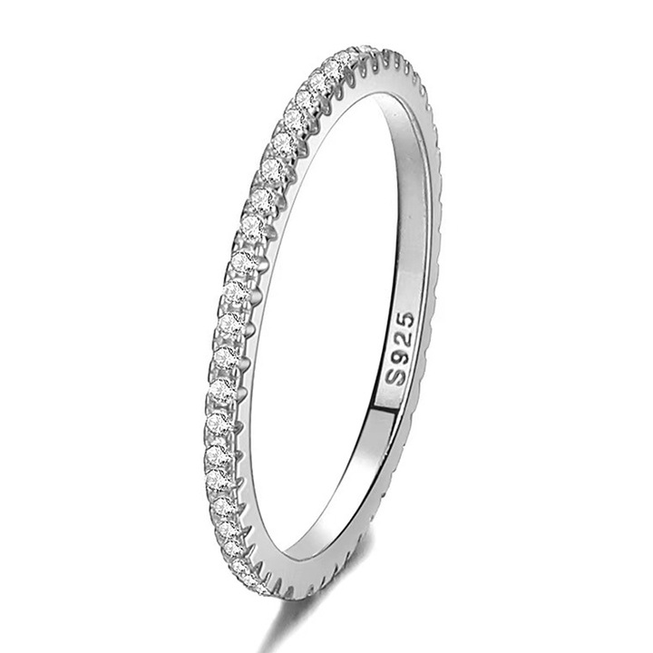 Inel din argint cu diamant simulat, BGHYHYHI, 1.5x5.1cm