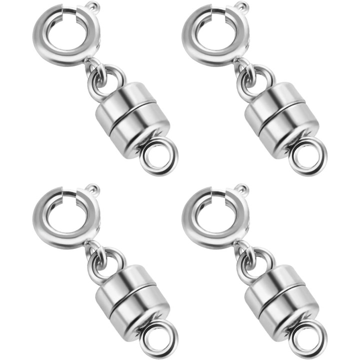 Комплект от 4 магнитни закопчалки за бижута, QttvbTna, Сребро