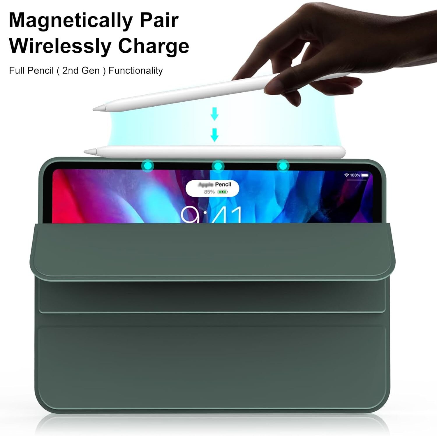 Husa Ultra Slim pentru iPad Air 13 (M3/M2), Silicon TPU, Smart Cover cu Suport - Verde Marin