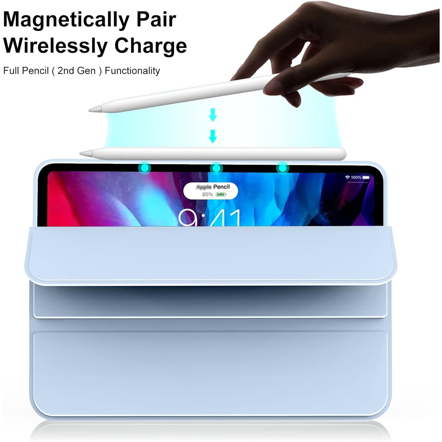 Husa Ultra Slim pentru iPad Air 13 (M3/M2), Silicon TPU, Smart Cover cu Suport - Ice Blue