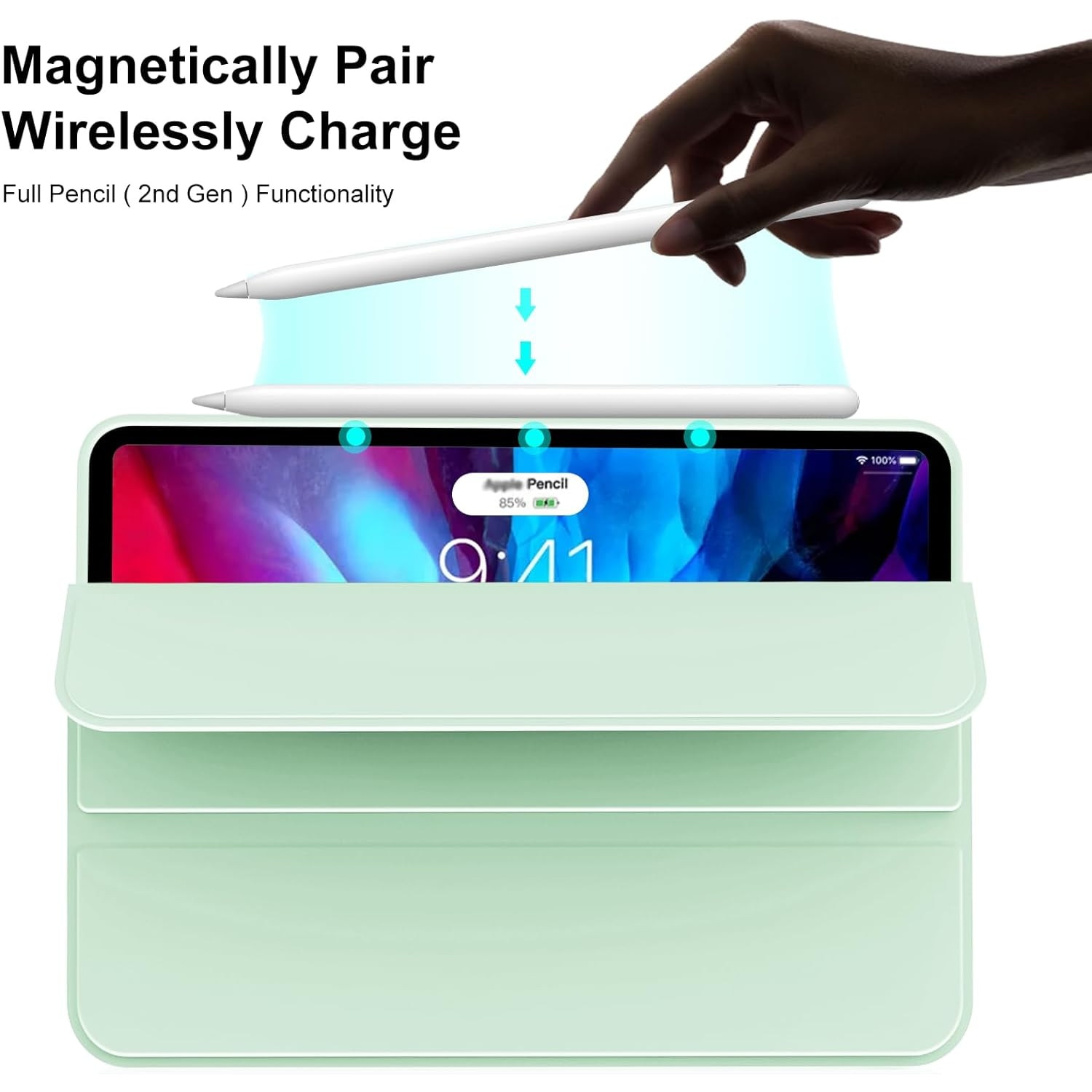 Husa Ultra Slim pentru iPad Air 13 (M3/M2), Silicon TPU, Smart Cover cu Suport - Verde Menta