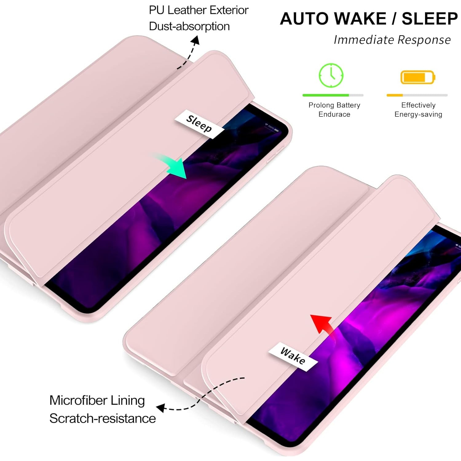 Husa Ultra Slim pentru HONOR Pad X9A, 11.45", Silicon TPU, Smart Cover cu Suport - Roz