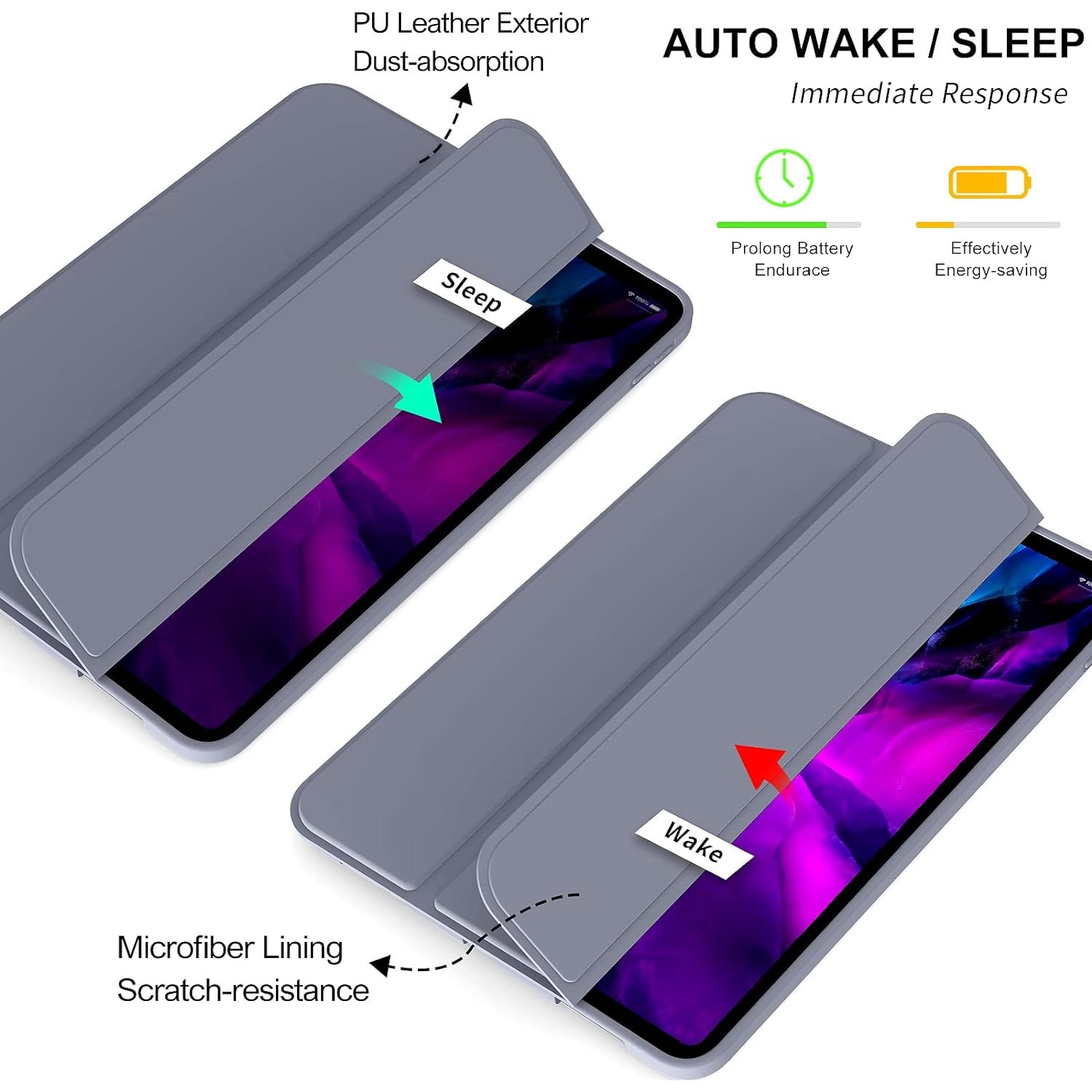 Husa Ultra Slim REVOMAG pentru HONOR Pad X9A, piele ecologica/TPU, Lavanda, 11.45"