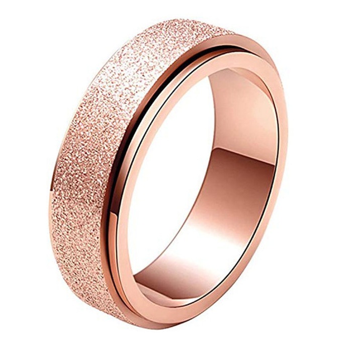 Inel antistres rotativ, din otel inoxidabil, rezistent la zgarieturi, marimea 7, roz