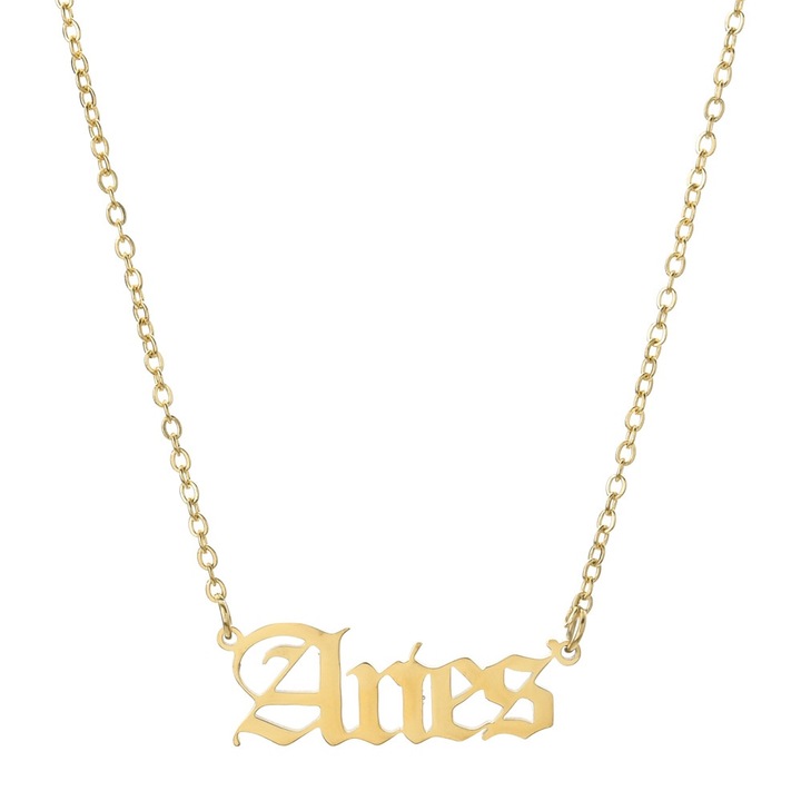 Colier cu zodia Berbec, inox placat cu aur 18K, hipoalergenic, auriu