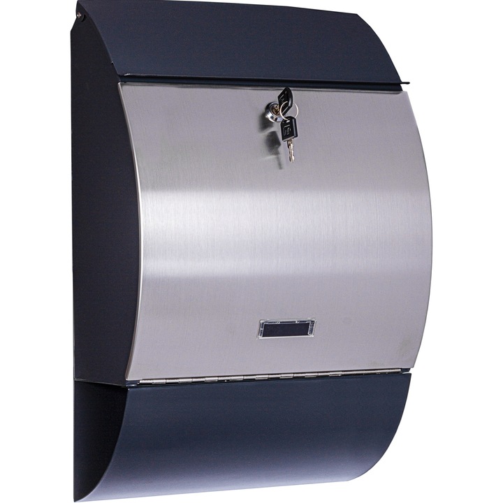 Cutie postala, de perete, albastru inchis, otel inoxidabil, 32, 5 x 50 x 9, 5 cm, STILISTA®