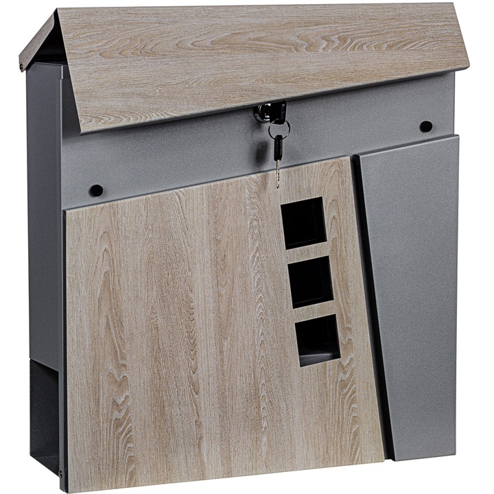 Cutie postala de perete, 370 x 370 x 110, lemn/argintiu Baku, STILISTA®