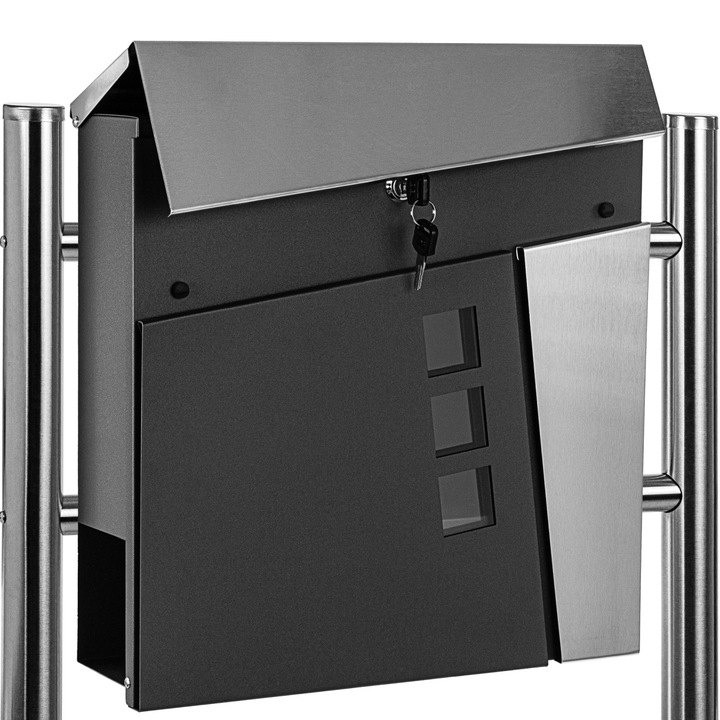 Cutie postala cu 2 picioare, otel inoxidabil, antracit, Dublin, STILISTA®