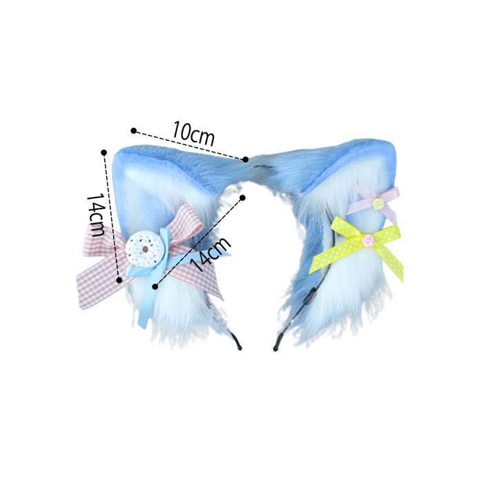 Coroana handmade cu urechi de vulpe, albastra, pentru petreceri si ocazii speciale, dimensiune unica