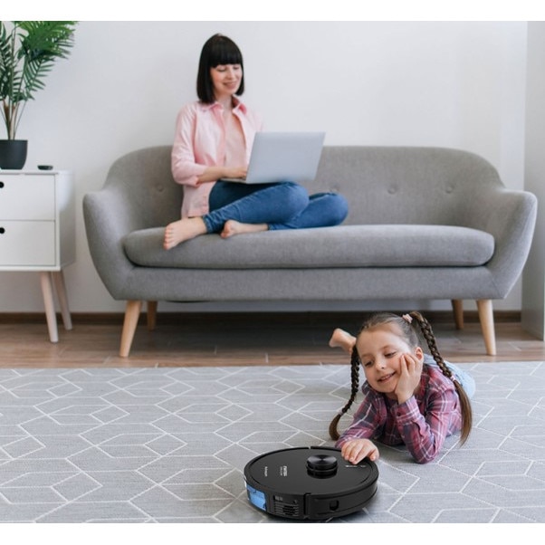 Robot aspirator cu mop si Wi-Fi, Rohnson Mamba Total Clean RM04, 8500Pa, 5L, 5200mAh Li, AI-procesor quad-core, Rohnson Link, Sistem automat de recunoastere a covoarelor, Cartografiere in timp real pe mai multe niveluri, functie de lustruire, Child lock