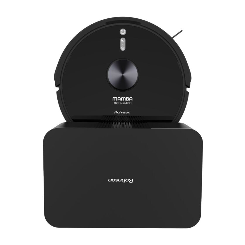 Robot aspirator cu mop si Wi-Fi, Rohnson Mamba Total Clean RM04, 8500Pa, 5L, 5200mAh Li, AI-procesor quad-core, Rohnson Link, Sistem automat de recunoastere a covoarelor, Cartografiere in timp real pe mai multe niveluri, functie de lustruire, Child lock