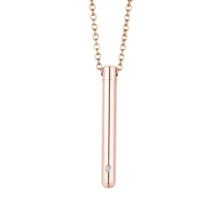 Colier cu pandantiv urna cilindrica unisex, BGHYHYHI, inox, 60 cm, auriu rose