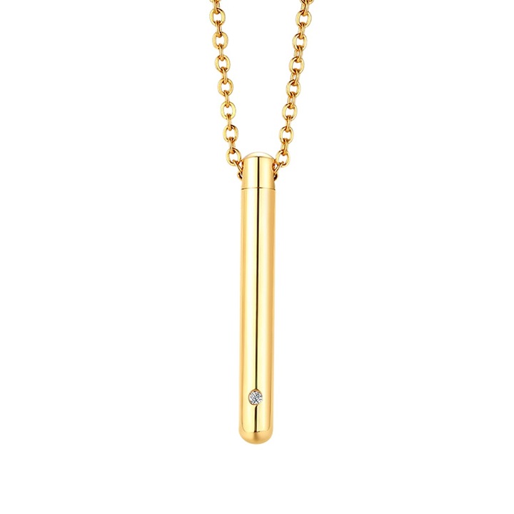 Colier cu pandantiv urna cilindrica unisex, BGHYHYHI, inox, 60 cm, auriu