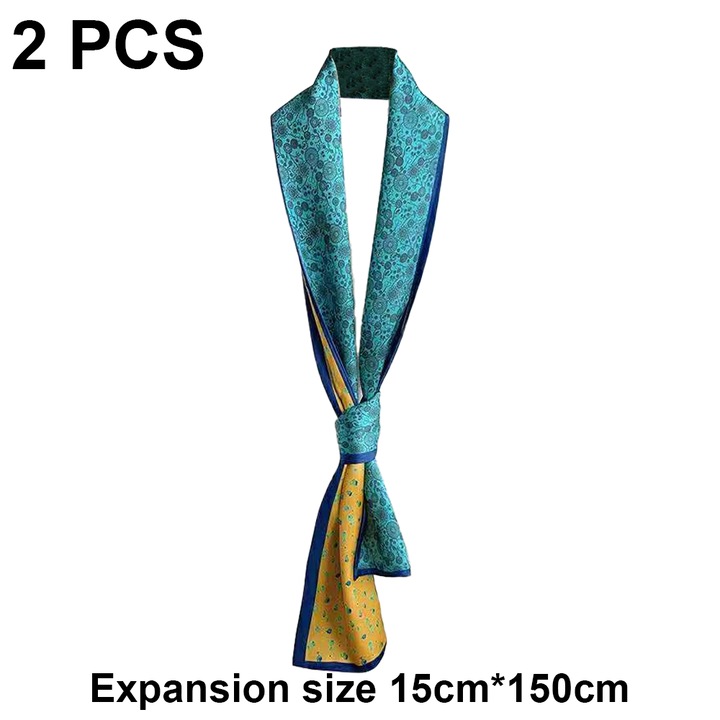 Set 2 esarfe pentru Fixarea Parului, Satin, albastru, 10x80cm