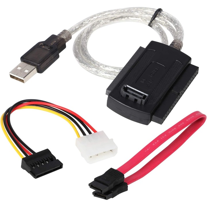 Комплект от 3 адаптера, двупосочни, IDE-SATA, JENUOS, USB 2.0, с включен SATA кабел