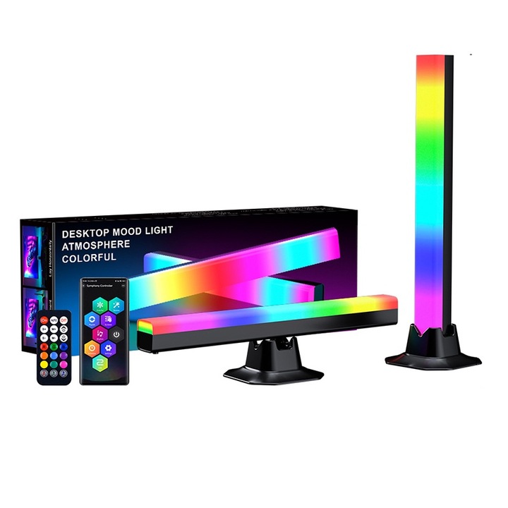 Комплект от 2 LED лампи BOMSTOM, Bluetooth, синхронизация с музика, многоцветни, 3x32 см