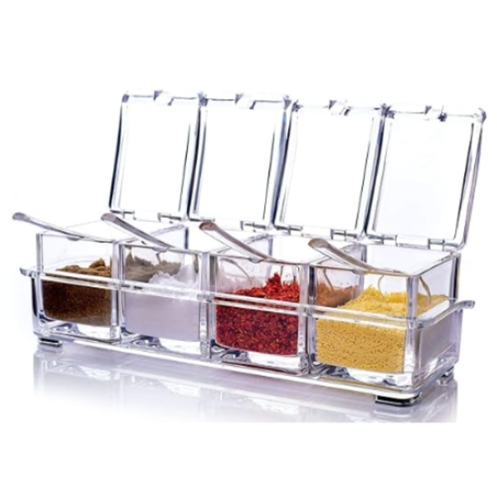Szervező 4 átlátszó tárolóval a fűszerekhez
