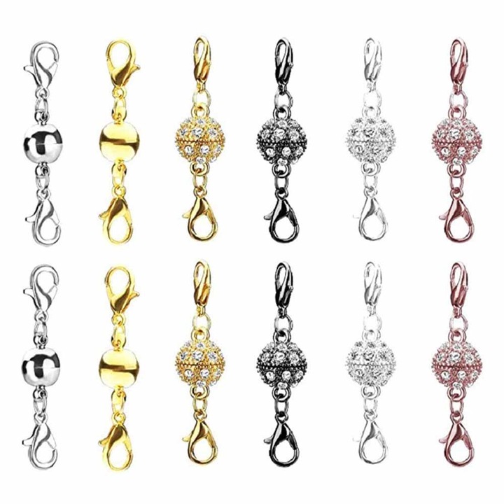 Комплект от 12 закопчалки за бижута, QttvbTna, метал, 3,5 см / 4,4 см, многоцветни