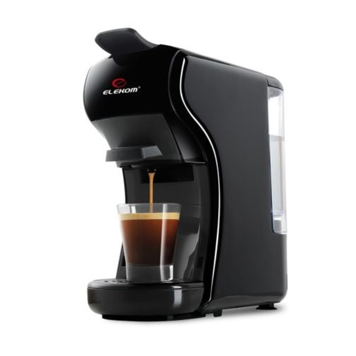 Мултифункционална 5 в 1 Еспресо Кафемашина Elekom EK-504, За мляно кафе, Капсули Nespresso, Dolce Gusto, Lavazza, Ese pods, K-cup, 1450 w, 19 bar, Черна