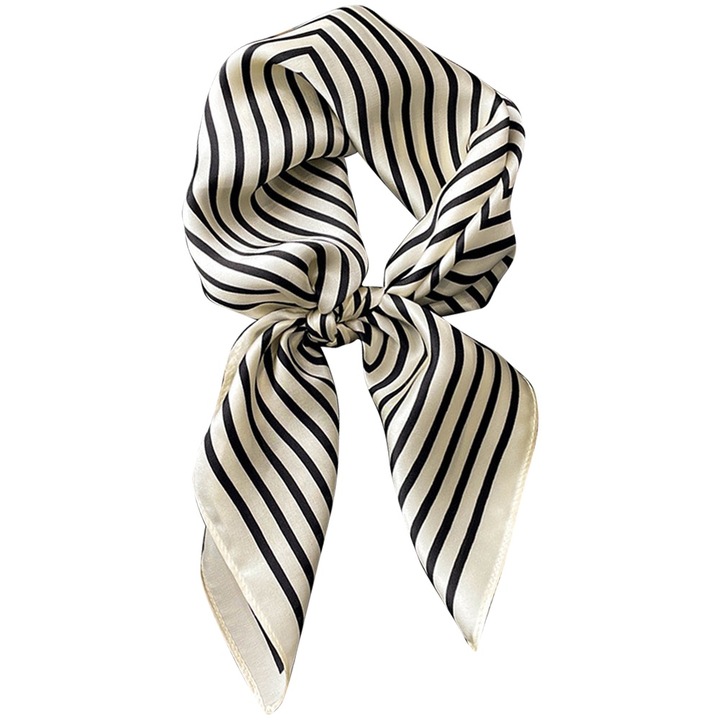 Selyemsál, elegáns design, fekete/fehér, 70x70cm