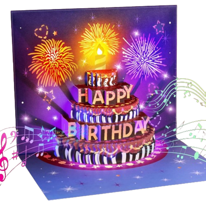 3D картичка с имена, светлинни и музикални ефекти, многоцветна, 20x15см