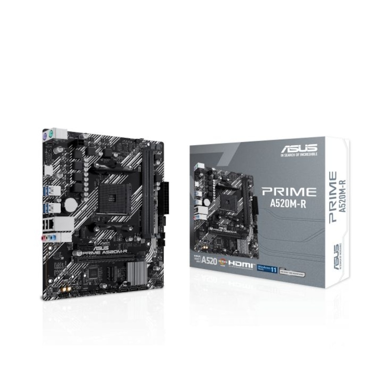 Дънна платка ASUS PRIME A520M-R, AM4, 2xDDR4, HDMI, Micro ATX