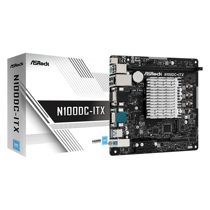 Placa de baza ASROCK N100DC-ITX, Intel® Quad-Core Processor N105, Mini-ITX