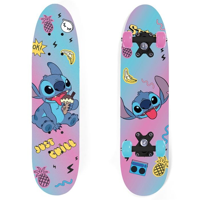 Skateboard din lemn 61 cm Lilo & Stitch Just Chill Albastru - eMAG.ro