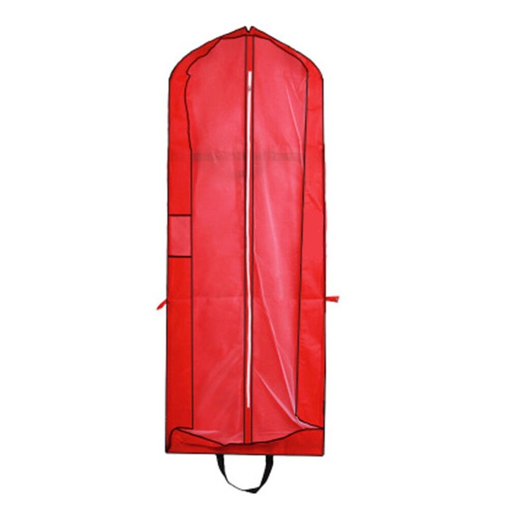 Husa pentru rochie de mireasa, PEVA, 180x65x15cm, Rosu transparent