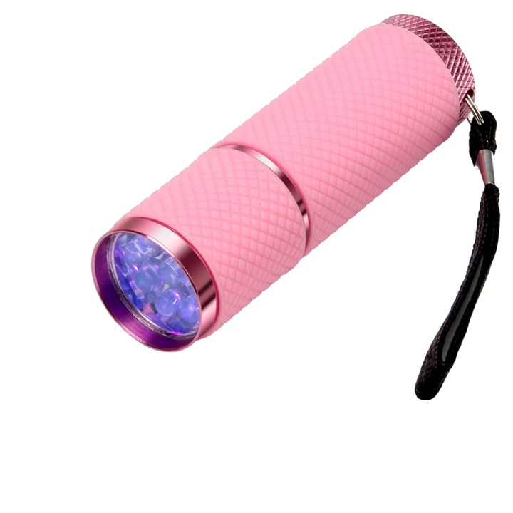 Мини LED фенерче, с кабел, розово