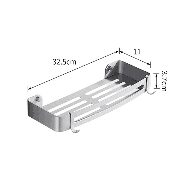 Suport de baie autoadeziv, aluminiu, rezistent la rugina, montare fara gaurire, 32.5x11x3.7cm