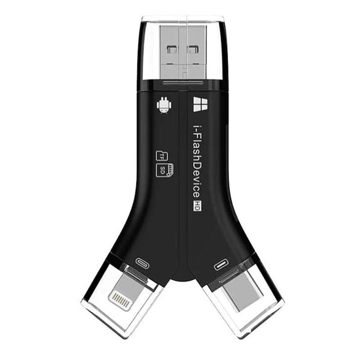 Cititor de carduri 4-in-1, viteza de citire 20-27MB/s, negru