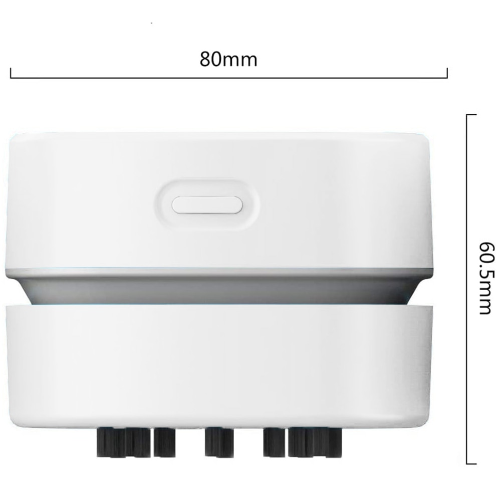 Aspirator de birou, portabil, reincarcabil USB, design rotativ 360°, 8x6.5cm, acumulator 1400mAh, alb