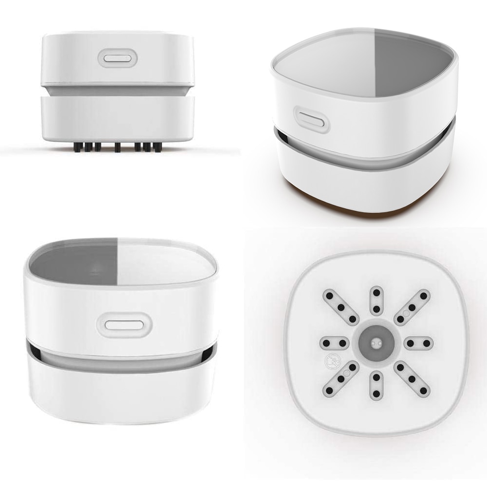 Aspirator de birou, portabil, reincarcabil USB, design rotativ 360°, 8x6.5cm, acumulator 1400mAh, alb