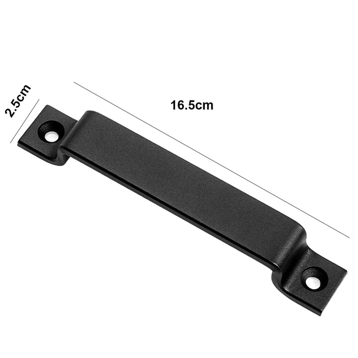 Set 2 manere simple, otel carbon nichelat, 16.5x2.5x2.5cm, negru