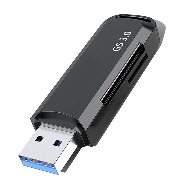 Cititor de carduri portabil, negru, 6.3x1.9x1cm, transfer de pana la 5Gbps, compatibil SD/MicroSD