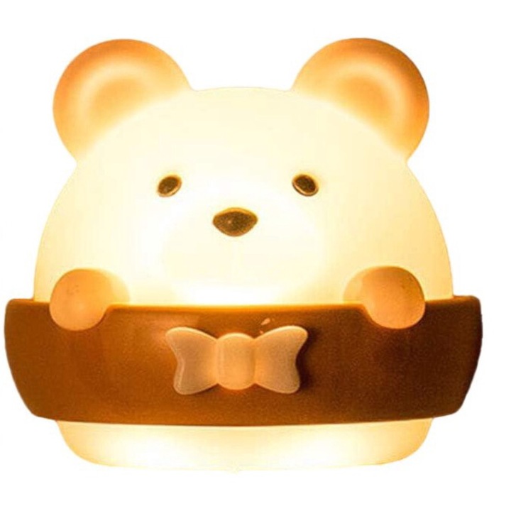 Детска нощна лампа, преносима, USB зареждане, 10 цвята, таймер, жълта