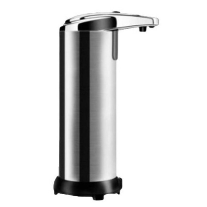 Automata szappanadagoló, Rozsdamentes acél, Infravörös érzékelő, Vízálló, 7,5 x 19 cm, Ezüst