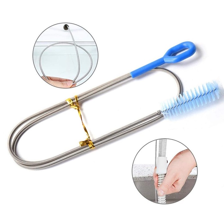 Perie curatare tevi, nylon, albastru/argintiu, 155cm