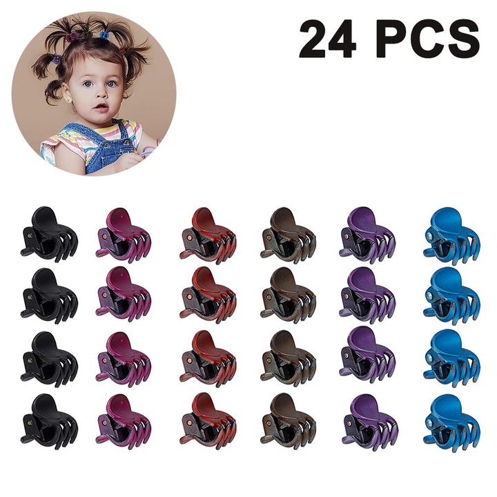 Комплект от 24 щипки за коса, пластмаса и метал, черно и микс, 1.5x3см