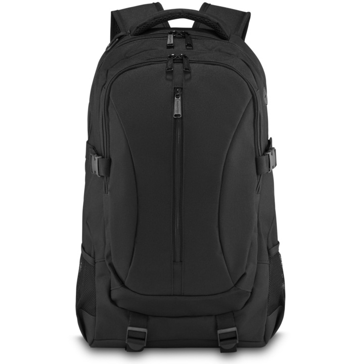 Rucsac scolar, Zagatto Harvard, Negru, 47x30x20 cm, 6 buzunare, Compartiment laptop dimesiune pana la 17”, Impermeabil, Bretelele reglabile si cu burete moale si respirabil, Curele de compresie, ZG867